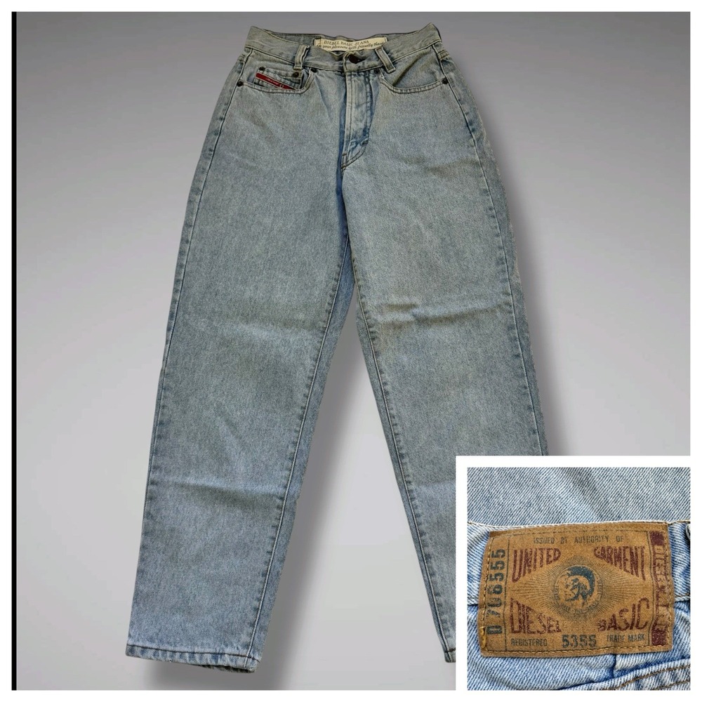 Vintage‎ 90s Diesel Basic Jeans Mens 29x27 Light Wash Straight Leg Made Italy